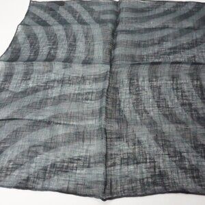 Isaia Blue Green Sweeping Striped Linen Reversible Pocket Square Italy New